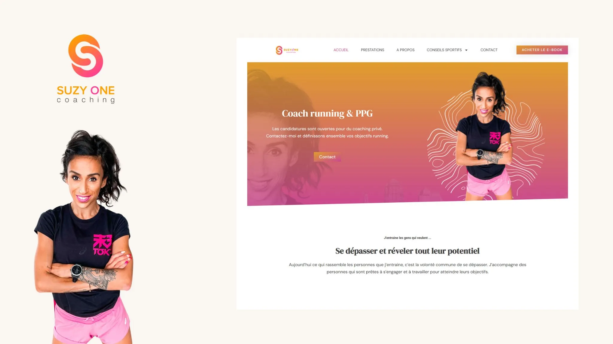 Portfolio, presentation projet client Suzyone coaching, site internet refonte par Moano studio