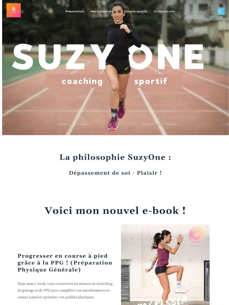 Refonte site Suzyone coaching, ancienne page accueil