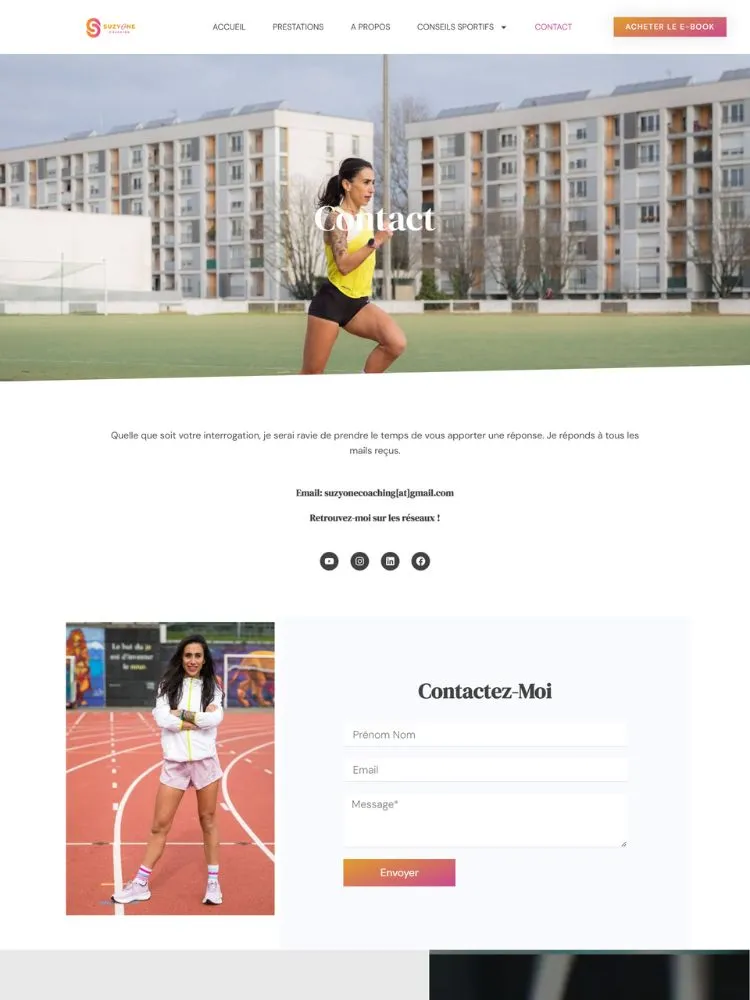 Refonte de site, nouvelle page contact de Suzyone coaching
